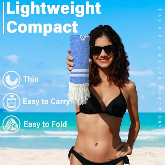 Thin Turkish Beach Towel Lightweight Quick Dry Absorbent Cotton Bathroom Bath Pool Swim Towels Extra Large Oversized Sand Free Beach Accessories Essentials Cloud Gifts for Adult