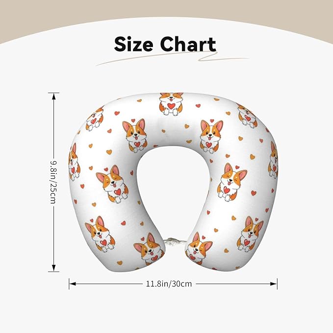 Travel Pillow for Boys and Girls, Comfortable Neck Chin Head Support Cushion Corgis Funny Dog Design, Comfortable for Airplanes Car Sleeping Rest