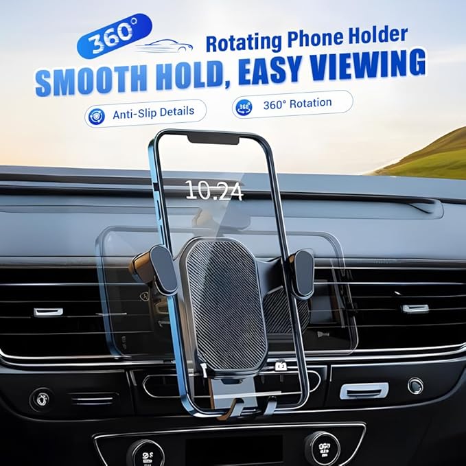 PVZXR Air Vent Car Phone Mount Holder,2026 New Wider Clamp & Metal Hook Car Phone Holder Vent [Thick Cases Friendly] Phone Holders for Your Car Mount Automobile Hands Free Cradle Air Vent (A-1PCS)