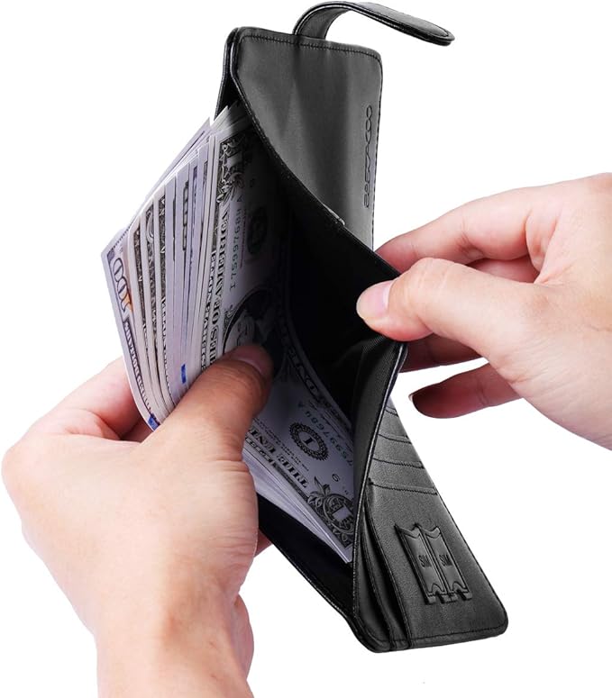 Passport Holder Cover Wallet RFID Blocking Leather Card Case Travel Accessories for Women Men (Black)