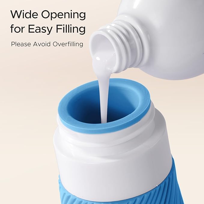 LitBear 23 Pack TSA Approved Travel Bottles for Toiletries, Leak Proof Refillable Travel Size Containers Kit with Silicone Squeezable Bottles Jars for Shampoo Lotion Conditioner, in Clear Bag, Blue