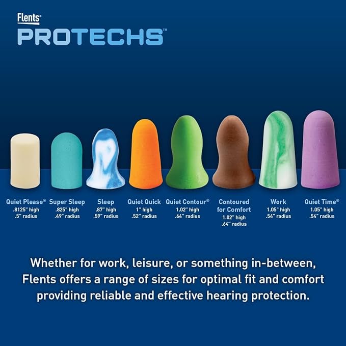 Flents Protechs Disposable Foam Ear Plugs, Contoured for Comfort, Ideal for Work, Loud Noise, Heavy Machinery, Construction, Studying, Shooting & Traveling, NRR 32, Beige, Easy to Use, 50 Pair