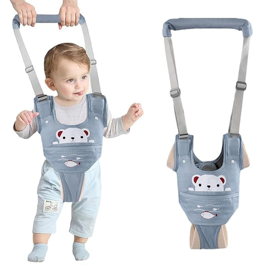 Baby Walking Harness Handheld Baby Walker Assistant Belt Adjustable Toddler Infant Walker Safety Harnesses Standing Up Walking Learning Helper with Detachable Crotch for 9-24 Month Old (Blue)