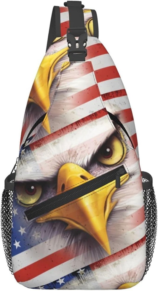 American Flag Sling Bag Multipurpose Crossbody Sling Backpack Travel Cycling Hiking Shoulder Bag For Women Men