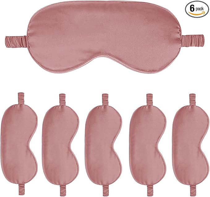 6PACK Silk Sleep Mask Satin Eye Masks Blackout Silky Eyeshade Cover Soft Blindfold Eyeshades for Women Sleeping Travel Gift