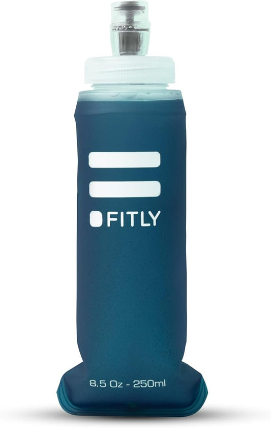 FITLY Soft Flask - Shrink As You Drink Soft Water Bottle for Hydration Pack - Folding Water Bottle Ideal for Running, Hiking, Cycling, Climbing & Rigorous Activity