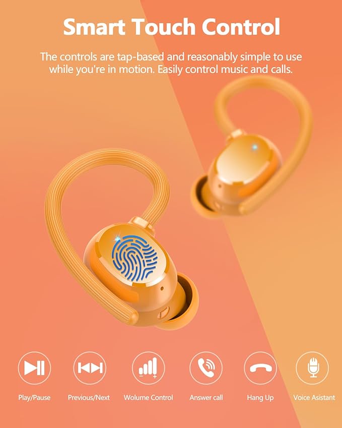 Wireless Earbuds 128hrs Bluetooth 5.3 Headphone Sport, 2025 Bluetooth Earbuds Stereo Deep Bass Over Ear Bud with Earhooks, ENC Noise Cancelling Mic, IPX7 Waterproof Earphone for Workout/Running