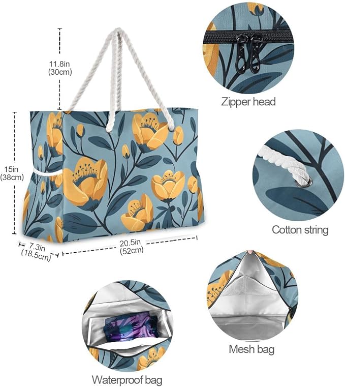 senya Large Beach Shoulder Bags Canvas Tote Water Resistant for Gym Travel Daily