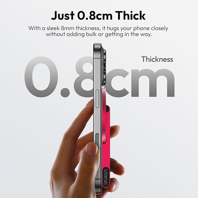 ULANZI MA60 Magnetic Phone Tripod Stand for iPhone - Aluminium Smartphone Mini Tripod Pocket Cell Phone Stand Strong Magnet Quick Mount Compatible with iPhone 16 15 14 13 14 Series, Red