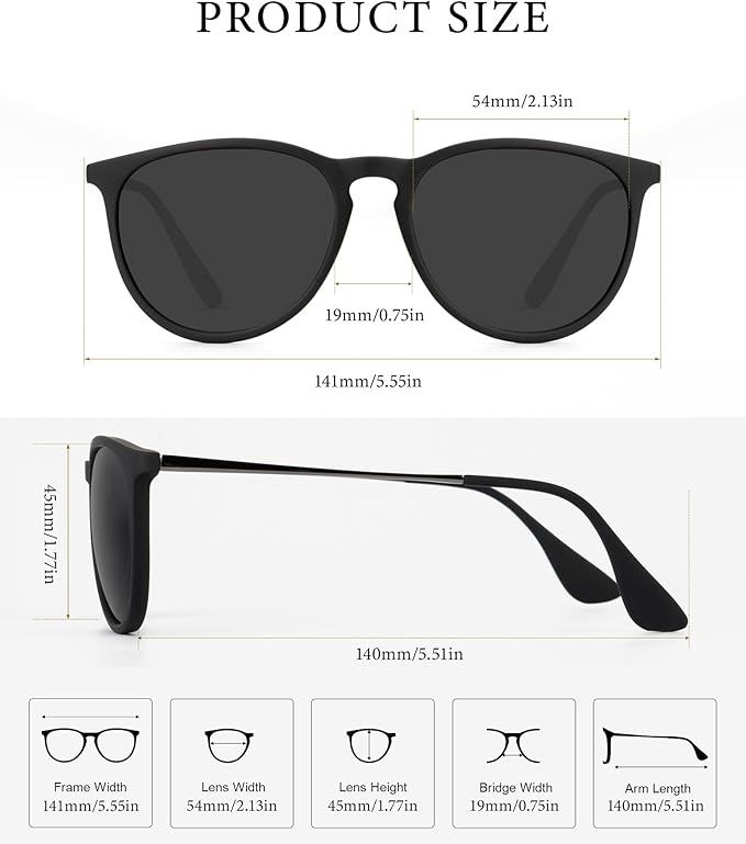 KALIYADI Sunglasses Womens Polarized Womens-Sunglasses: Trendy Sun Glasses with UV400 Retro Style for Party Beach Shopping