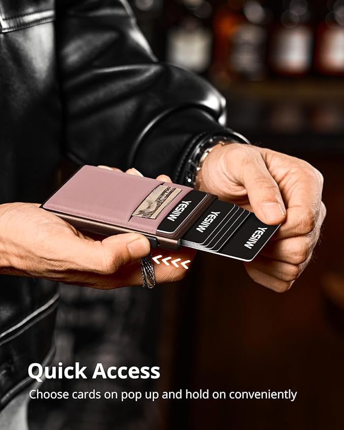 YESIIW Credit Card Holder Wallet for Men RFID Blocking Slim Minimalist Metal Wallet with Money Pocket Contactless Card Protector