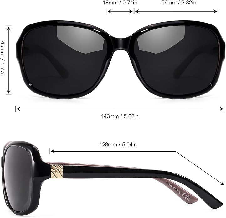 SIPHEW Polarized Sunglasses for Women | Vintage Square Sunglasses w UV400 Protection | Womens Wraparound Shade