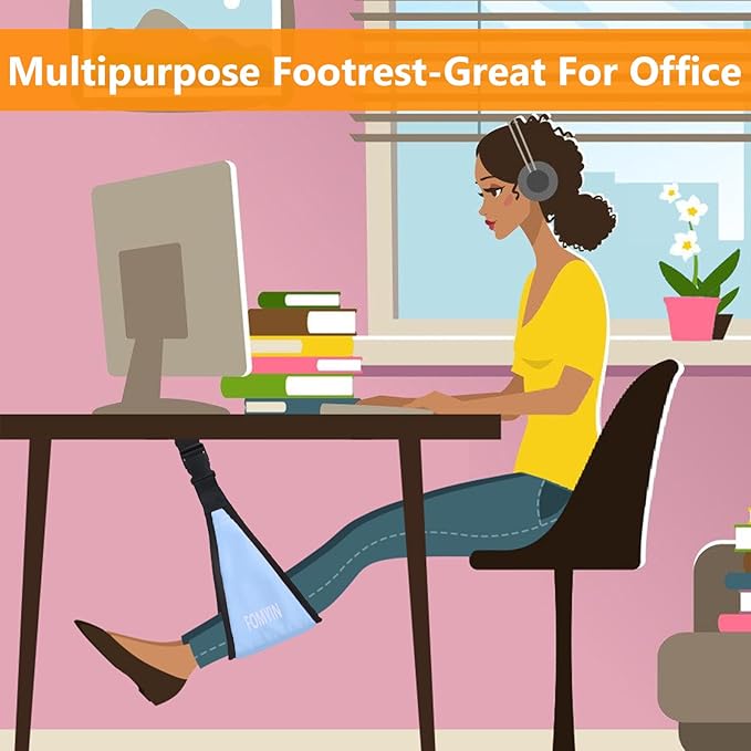 Airplane Footrest with No Feet Clashing Support Design, Portable Travel Foot Hammock, Memory Foam Plane Foot Rest to Relieve Feet Soreness - Long Flights Essentials