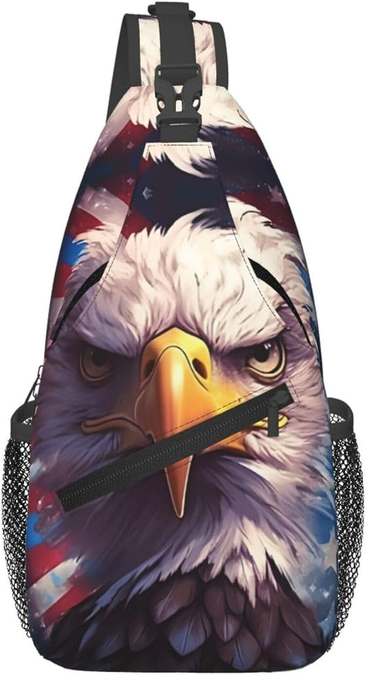 American Flag Sling Bag Multipurpose Crossbody Sling Backpack Travel Cycling Hiking Shoulder Bag For Women Men