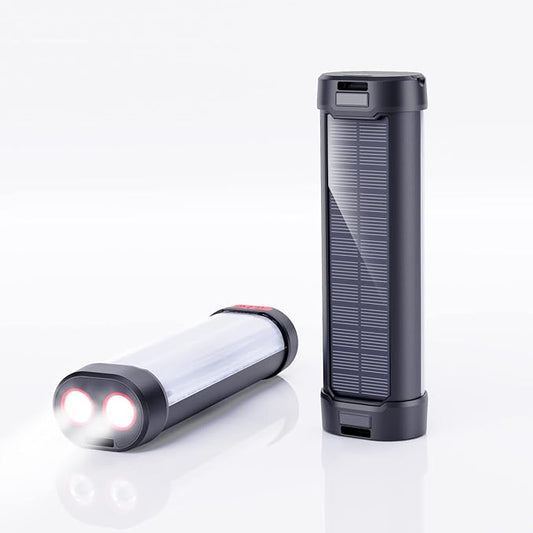 Solar Rechargeable Camping Lantern, Rechargeable Flashlights with 6000mAh Battery 13 Light Modes IP66 Waterproof Led Rechargeable Light for Outdoor Power Outage Emergency Hurricane