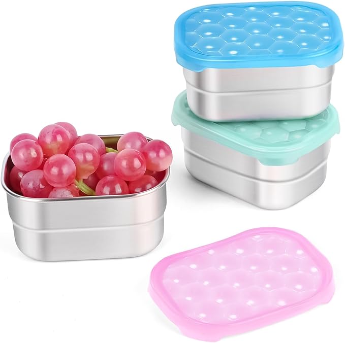 Snack Pro - Small (1 CUP) Stainless Steel Snack Containers for Kids | Easy Open Leak Proof Food Containers with Silicone Lids - Perfect Metal Toddler Lunch Box for Daycare and School (8oz)
