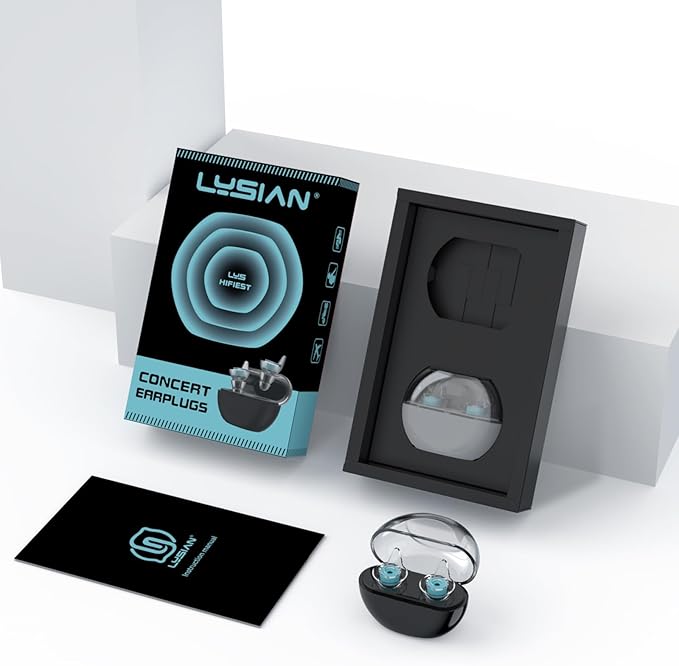 LYSIAN High-Fidelity Concert Ear Plugs – Reusable Musicians Earplugs for Noise Reduction. Perfect for Raves, Festivals, Drummer, DJs, Motorcycle. SNR 18dB 2 Pairs (L+S)–Clear Sound, Comfortable Fit.