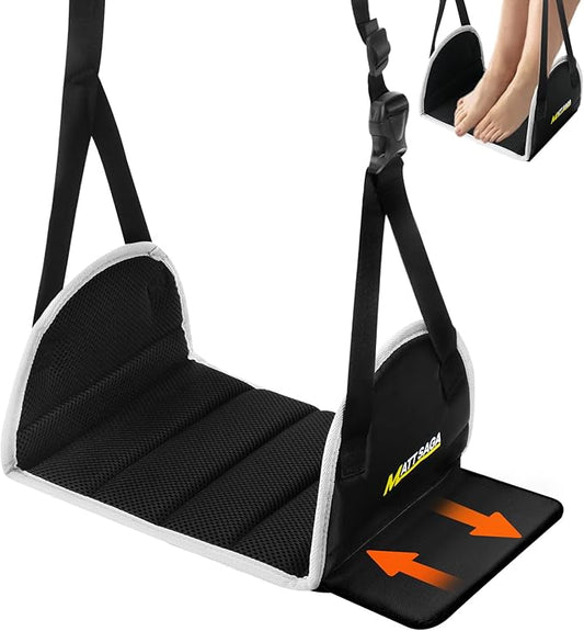Upgraded Airplane Foot Hammock with Removable Base & Memory Foam - Wide Hardboard Support No-Collapse Foot Rest for Long Flights, Office, Travel - Thickened Design Relieves Foot Pain Travel Essentials