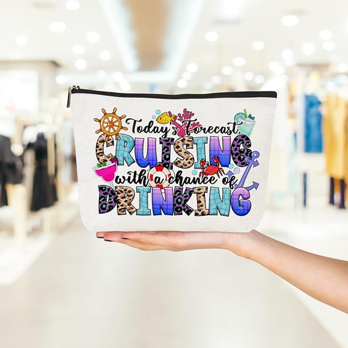 Cruise Life Makeup Bag Cosmetic Bag Funny Cruise Gifts Vacation Beach Themed Gifts for Women Sister Cruises Lovers Her Girls Trip Beach Stuff Essentials Christmas Birthday Graduation Friendship