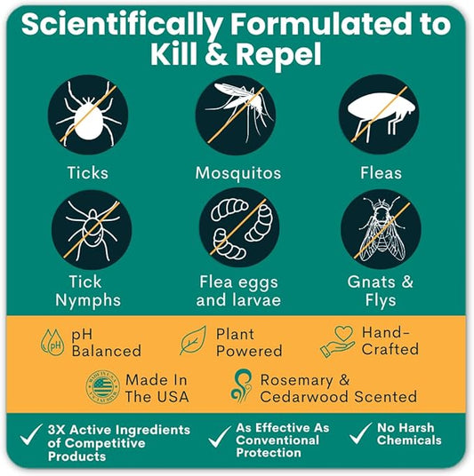 Trail Guard Natural Extra Strength Insect, Flea and Tick Spray for Dogs, Cats, People & Home - 16oz Lemongrass Scented Plant-Based Insect & Tick Repellent for Dogs - Kid Safe (16oz)