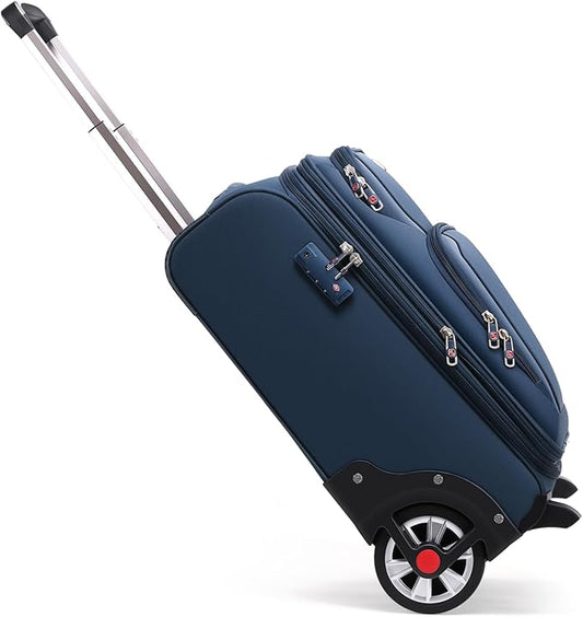 ROPLUS Laduga Softside Expandable Luggage with Large Steel Wheels Carry-On Luggage Suicase (Blue, 21-Inch)