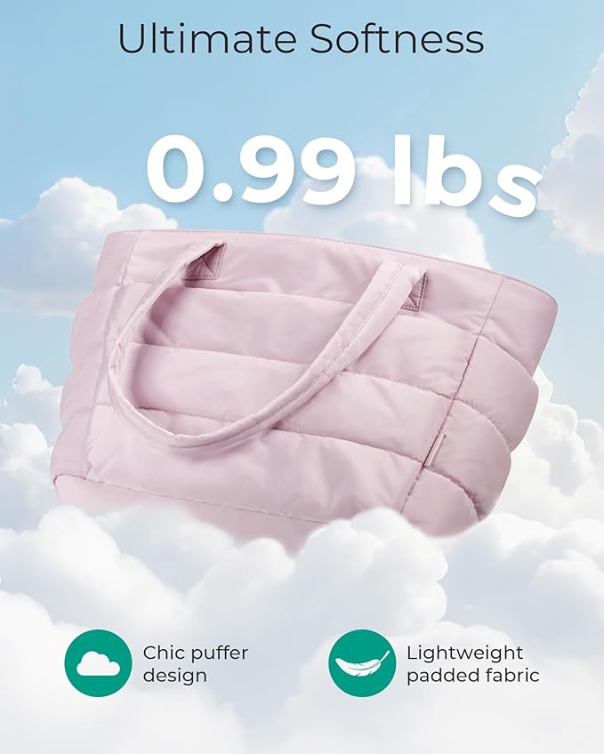 BAGSMART Tote Bag for Women, Lightweight Puffy Tote Bag with Compartments Shoulder Bag Handbag for Travel, Work, Gym
