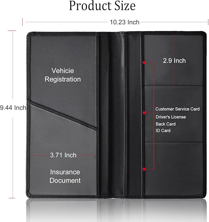 Car Registration and Insurance Holder with Magnetic Shut Compatible With Moldel Y Vehicle Glove Box Car Organizer Auto Comparment Accessories Case for Essential Document Driver License Cards