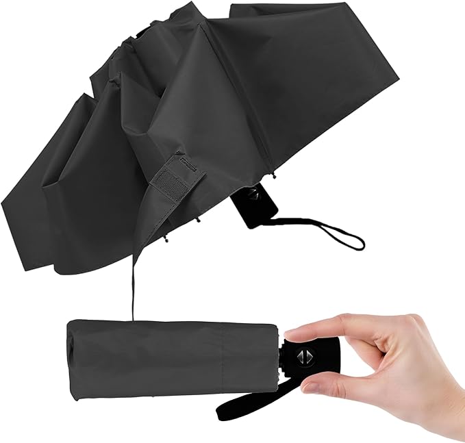 Automatic Mini Travel Umbrellas for Rain/Sun, Small Lightweight Folding Auto Open/Close Windproof Compact Umbrellas for Women Men, Fits Car & Backpack