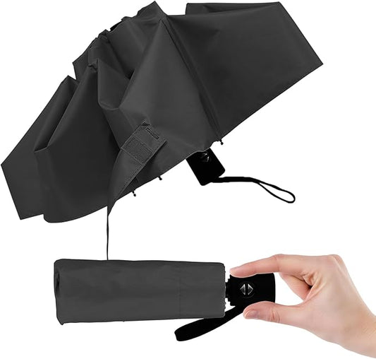 Automatic Mini Travel Umbrellas for Rain/Sun, Small Lightweight Folding Auto Open/Close Windproof Compact Umbrellas for Women Men, Fits Car & Backpack