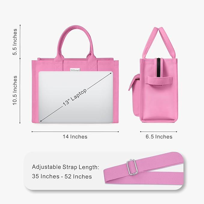 TOPDesign Heavy-Duty Canvas Tote Bag for Women, Adjustable Crossbody/Shoulder Handbag with 9 Pockets, Everything Tote