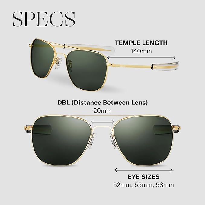 Randolph Eyewear Aviator Sunglasses for Men & Women – Non-Polarized & Polarized Lenses, 23k Gold UV Protection Sunglasses
