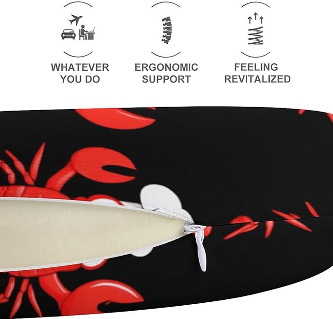 Kids Washable U-Shaped Travel Pillow Neck Support, Crawfish Chef U-Shape, Airplane Car Nap Chin Cushion