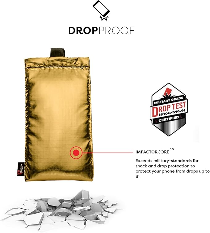 PHOOZY Apollo Thermal Phone Case | Insulated Phone Pouch Extends Battery Life 3X in Freezing Weather | Cold Resistant Drop Protection | Military Grade Water Resistant | Medium | Gold