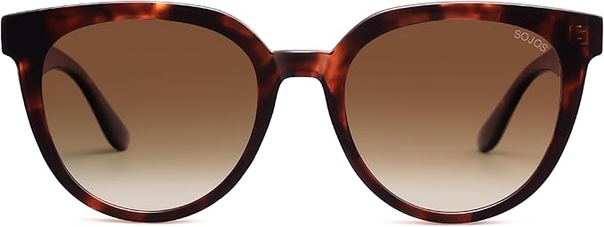 SOJOS Trendy Cat Eye Round Polarized Sunglasses for Women Fashion UV Protection Sunnies Sunglasses SJ2175