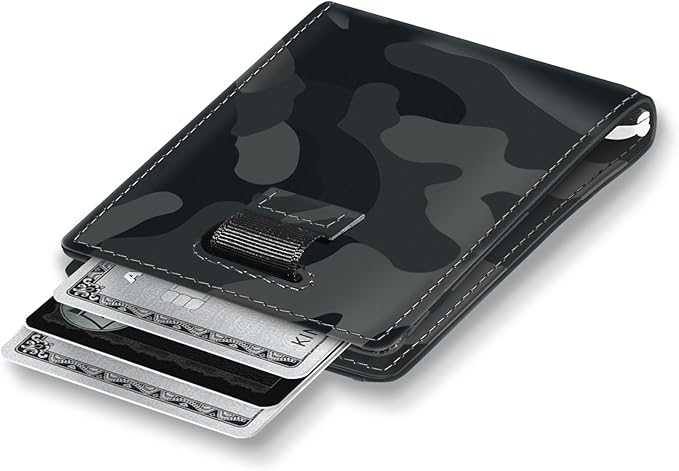 Kings Loot Trackable Airtag Wallet for Men | RFID Blocking Leather Design with Airtag Holder, Money Clip & Pull Tab | Minimalist Air Tag Wallets