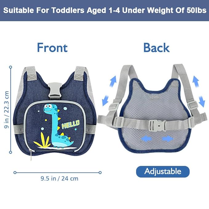 Accmor Toddler Harness Leash+ Reflective Anti Lost Wrist Link, Cute Dinosaur Kids Harness with Leash, Collapsible Child Harness Baby Leash Walking Wristband Protector Belt for Boys Girls Outdoor