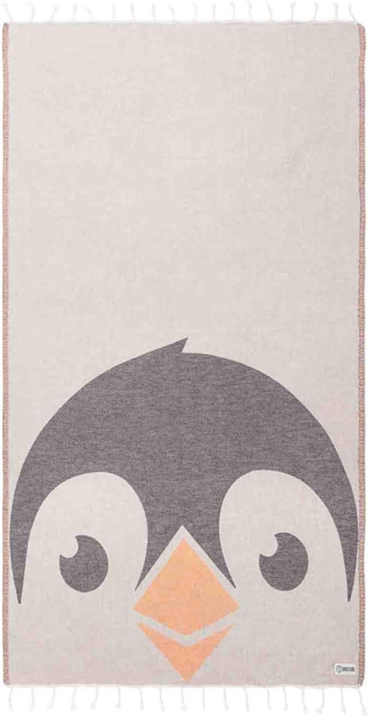 Sand Cloud Turkish Beach Towel - Sand Free - 100% Organic Turkish Cotton Yarn - Quick Dry Towel for Beach, Picnic, Blanket or Bath - As Seen on Shark Tank - Marine Life (Tux Penguin)