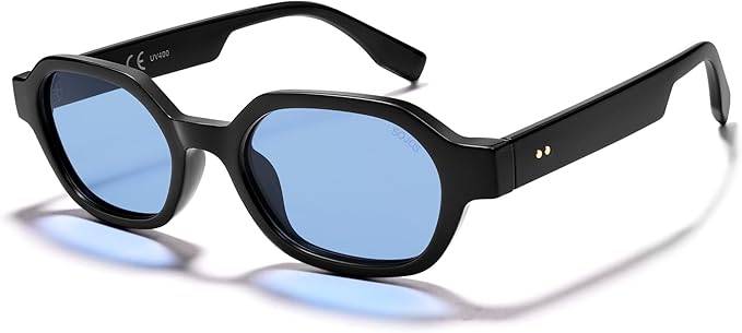 SOJOS Retro Polarized Hexagon Sunglasses for Women Men, UV400 Trendy Rectangle 70s 80s 90s Shades SJ2389