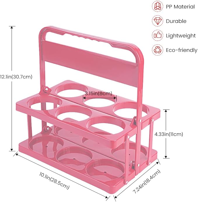 Reusable Drink Carrier with Handle for Delivery Drivers Portable Cup/Coffee Holder Accessories for Delivery, Foldable Drinks Caddy with Tray, Car Durable Plastic Festive Bottle, Vacation Container