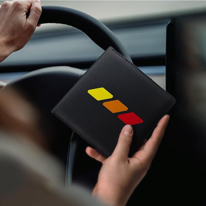 Tri-Color Sports Car Leather Registration and Insurance Holder, Vehicle Glove Box Car Organizer, with Magnetic Shut for Cards, Driver License for 3 Colors Cars Owner