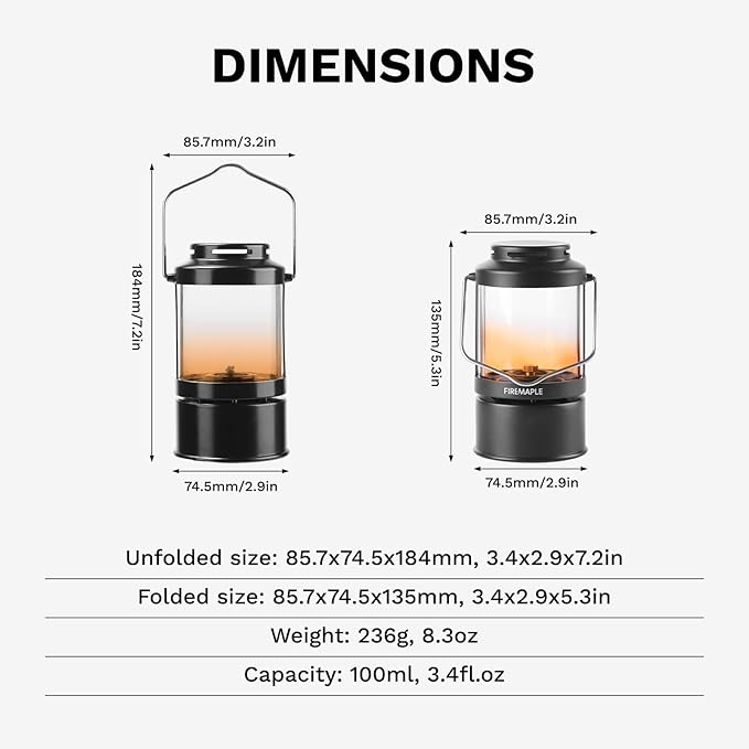 Fire-Maple Aurora Kerosene Lamp - Portable Vintage Camping Lamp with Adjustable Flame (8.3oz/236g) for Bushcraft, Emergency & Outdoor Lighting