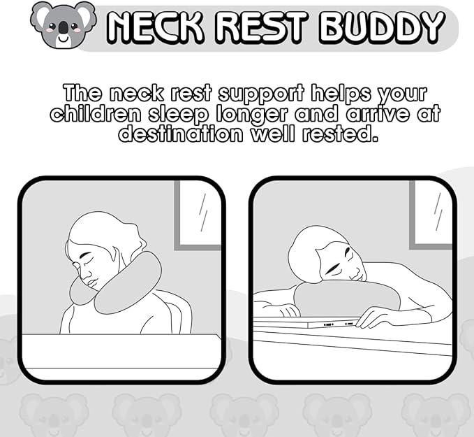 H HOMEWINS Travel Pillow for Kids,Cute Animal Neck Pillow for Boys Girls,Soft Neck Head Chin Support Pillow,Travel Accessories for Airplane, Car, Train,Recline (Koala)