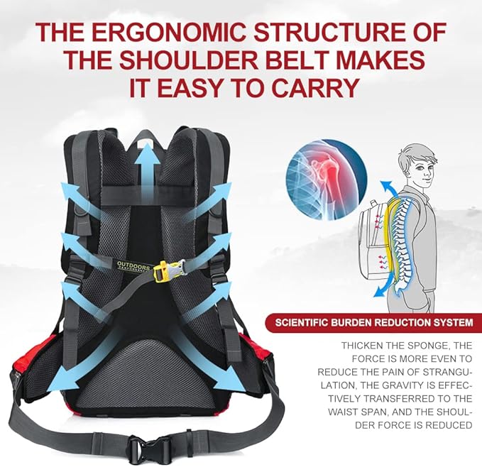 INOXTO lightweight Hiking Backpack 35L/40L Hiking Daypack with Waterproof Rain Cover for Travel Camping Outdoor Men and Women