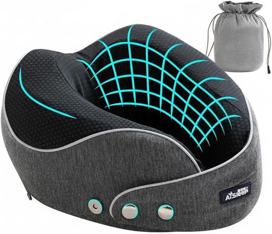 Travel Pillow, Memory Foam Neck Pillow Airplane, Travel Pillows for Airplanes, 360º Ergonomic Design Travel Neck Pillow for Travel, Car Rides, and Home, Ideal for Adults and Kids