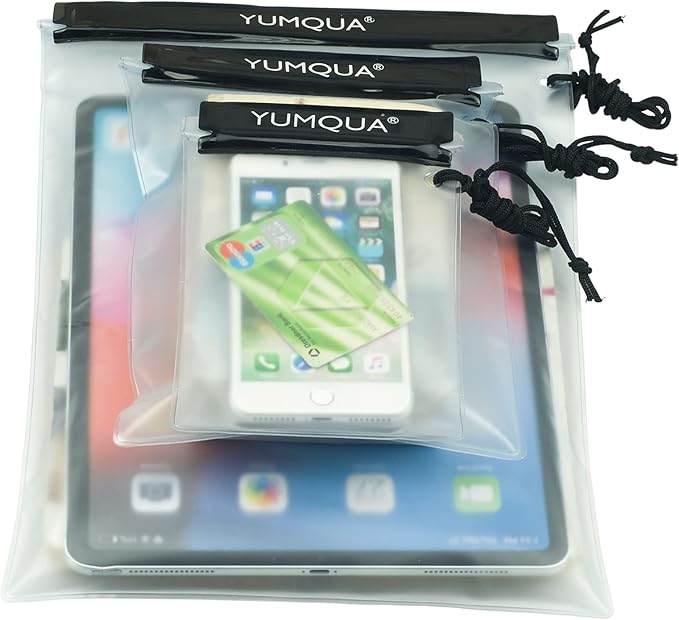 YUMQUA Clear Waterproof Bags, Water Tight Cases Pouch Dry Bags for Camera Mobile Phone Maps Pouch Kayak Military Boating Document Holder