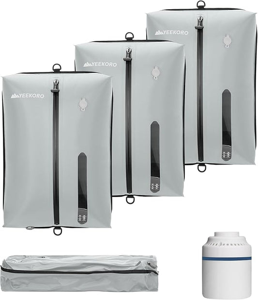 Vacuum Bag for Travel, Professional IPX8 Waterproof Reusable Vacuum Compression Bags for Travel Suitcases, Durable Space Saver Bag(3 PACK,With Pump)