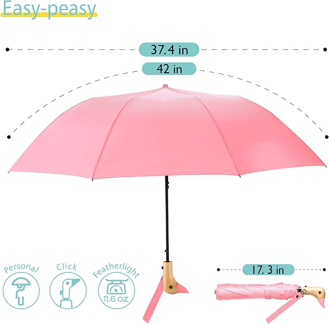 Duck Umbrella - Compact Travel Umbrella with a Cute Duck Head Handle for Women