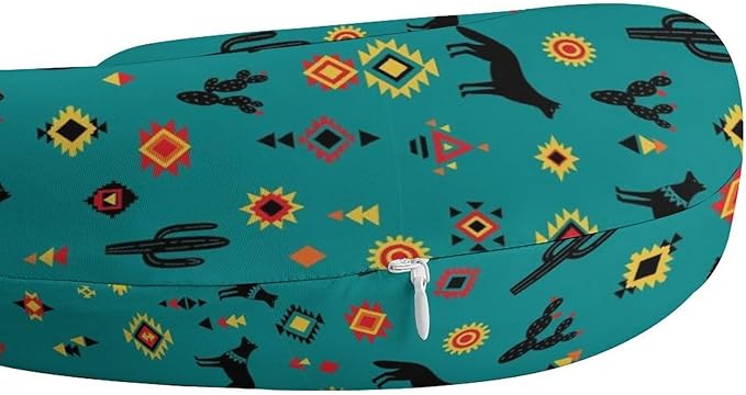 Compact Polyester Neck Support Pillow, Southwestern Native American U-Shaped, U-Shape Rest Cushion for Car Office Travel, Machine Washable Comfort
