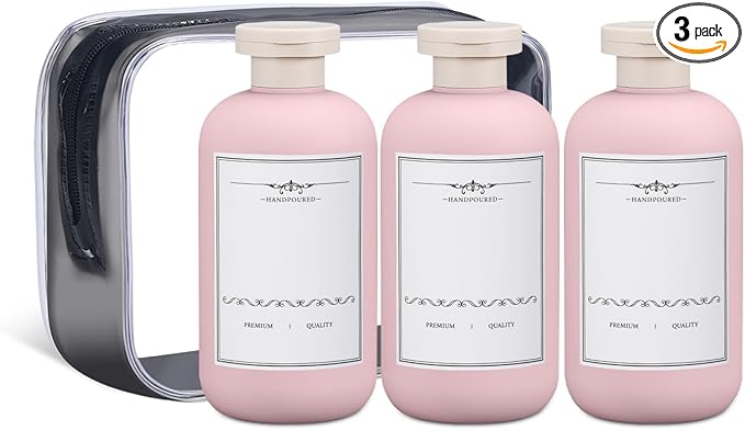 ASEVAT 10 oz Plastic Squeeze Bottle for Lotion, Plastic Empty Shampoo Conditioner Container, Plastic Travel Size Toiletries Bottles for Shampoo, Lotion, Cream and Liquids (3 Pcs