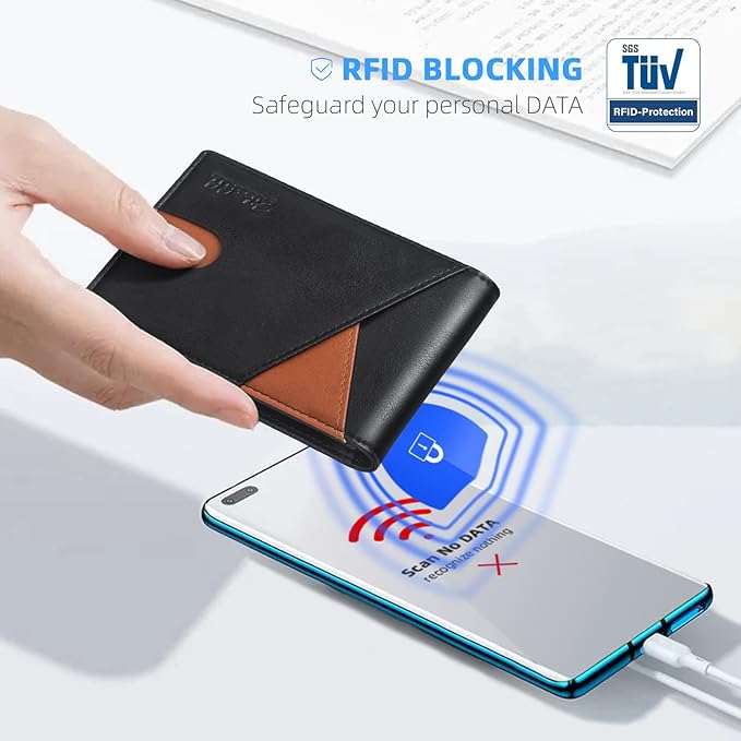 Zitahli Wallet for Men - with Money Clip Slim Leather Slots Credit Card Holder RFID Blocking Bifold Minimalist Wallets with Gift Box